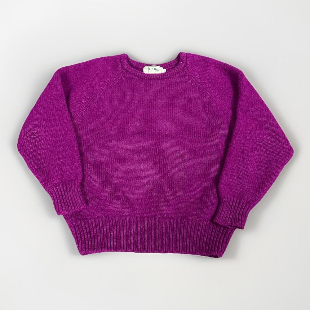 Vintage LL Bean WOOL Sweater Womens Large Purple Heavy Outdoor Cabincore Knit